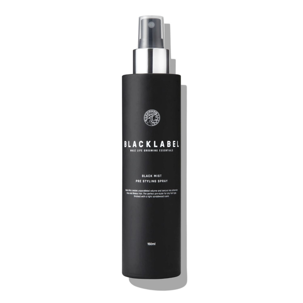Spray fijador y protector de calor,  da textura y volumen además, Black Mist de Black Label Grooming